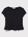 망고(Mango) | 망고 산드리 크롭 티셔츠 Sandri Cropped T-Shirt 113979220 Black 144361865 | 트렌비