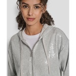 디케이앤와이(DKNY) | 디케이앤와이 페티트 시퀸 후드집업 쁘띠 집업 후디 Petite Sequin Zip-Front Hoodie 24578034 Sky Grey... 