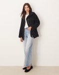망고(Mango) | 망고 롱라인 블랙 아우터 코튼 Longline-Jacke aus 100% Baumwolle in Schwarz mit Taschendetail 209253211SCHWARZ... 