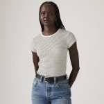 리바이스(Levis) | 리바이스 슬림 핏 가든리아 스트라이프 티셔츠 003PW0002 와플 Dry Goods Waffle Cap-sleeve Tee 143214222 | 트렌비