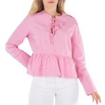 가니(Ganni) | 가니 오키드 스모크 타이 스트링 페플럼 블라우스 F8515-787 Orchid Smoke Tie String Peplum Blouse 134572579 | 트렌비