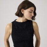 리바이스(Levis) | 리바이스 슬림 핏 보트넥 슬리브리스 티셔츠 블랙 005JO0000 스모크드 탑 Bella Smocked Top 155621160 | 트렌비