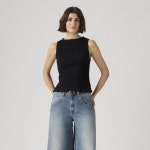 리바이스(Levis) | 리바이스 슬림 핏 보트넥 슬리브리스 티셔츠 블랙 005JO0000 스모크드 탑 Bella Smocked Top 155621160 | 트렌비