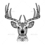 Deer Head With Floral Ornament by ssstocker | GraphicRiver Deer Head With Floral Ornament