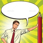 Retro Engineer with a Pencil by studiostoks | GraphicRiver Retro Engineer with a Pencil
