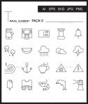 Travel Element Line Icon Set 5 by SIMPILI | GraphicRiver Travel Element Line Icon Set 5