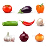 Set of Fresh Vegetables Icons by macrovector | GraphicRiver Set of Fresh Vegetables Icons