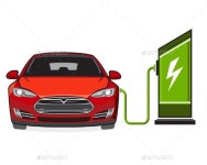 Electric Car and Filling Station by pavelmir | GraphicRiver Electric Car and Filling Station