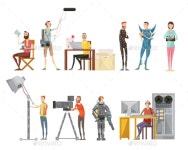 Making Movie Flat Style Set by macrovector | GraphicRiver Making Movie Flat Style Set