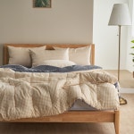 POOM | 리얼체크 밍크 극세사 차렵이불 베개세트 (SS/싱글) 리얼체크 밍크 극세사 차렵이불 베개세트 (SS/싱글)