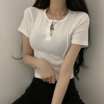 무드러브룸 또또 절개 버튼 반팔티