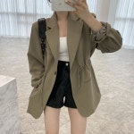 오더투미 (당일출고/하객룩추천) 브이넥 카라 스트링 리본 하프 미디 숏 크롭 자켓 아우터 블레이저 2color