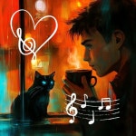 Black cat I met in a cafe late at night - 벅스 Black cat I met in a cafe late at night / yoricats