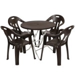 지오리빙 플라스틱 테이블 의자 세트 원형+팔걸이 브라운 - 에누리 가격비교