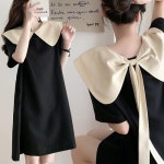 옷자락 osjarak / 여자 하객룩 배색 와이드 세일러 카라 블랙 원피스 OP19148_블랙 XL - 에누리 가격비교