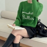 샵앤 FW 여성 라운드넥 레터링 니트 티셔츠 21DS-WKN-3979-아이보리 - 에누리 가격비교