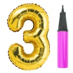 파티팡 숫자 은박풍선 대 골드 + 풍선용 손펌프 세트 3 1세트 - 에누리 가격비교