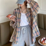 보세의류 파스텔톤 체크 루즈핏 셔츠 6004943 - 에누리 가격비교