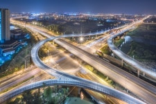 Aerial View of Shanghai overpass at Night  Photo | Free Download