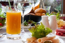 Big cold breakfast with orange juice  Photo | Free Download
