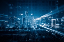 Light trails above buildings  Photo | Free Download