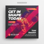 Fitness gym social media post & web banner PSD file | Premium Download Fitness Gym Social Media Post & Web Banner | Download now... 