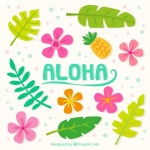 Aloha background with flowers and leaves  Vector | Free Download