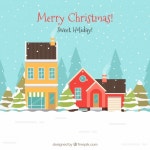 Christmas background with colorful village   Vector | Free Download