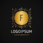 Gold logo with a frame  Vector | Free Download