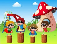 Kids in hero costume playing in park  Vector | Free Download Kids in hero costume playing in park