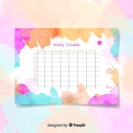 Modern watercolor weekly schedule template  Vector | Free Download