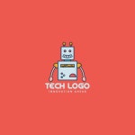 Robot logo on a red background  Vector | Free Download