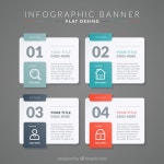 Set of four flat infographic banners  Vector | Free Download