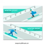 Ski and snowboard banners in flat design  Vector | Free Download