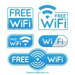 White and blue wifi stickers in flat design  Vector | Free Download