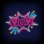 Premium Vector | Wow neon signs style template Wow Neon Signs Style Template