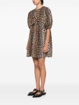 25FW 가니 프린티드 타이 스트링 포플린 미니 드레스 F9758943 BROWN :: 구하다
