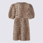26SS 가니 프린티드 타이 스트링 포플린 미니 드레스 F9758 943 Brown :: 구하다