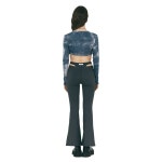 Tie dye Crop Cardigan (navy grey) :상세정보 - HAGO(하고)