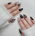 블랙마블 나비스톤 수제네일팁🖤 | 아이디어스 블랙마블 나비스톤 수제네일팁🖤