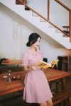 milkcocoa season off.Claire ribbon flare dress
