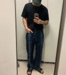 엠앤엘(MNL) 뱀피발염 와이드 데님팬츠 [NAVY] - 사이즈 & 후기 | 무신사