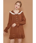 모어댄라이크(MORE THAN LIKE) MORE THAN LIKE SAILOR FRILL DRESS - BROWN - 사이즈 & 후기 | 무신사