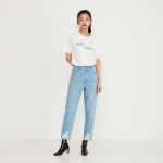 랩(LAP) 밑단 구제 보이핏 데님 팬츠 (AL1DP264) - 사이즈 & 후기 | 무신사