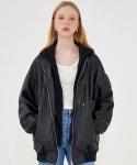레이디 볼륨(LADY VOLUME) 324-2 OVERFIT LEATHER HOOD JUMPER_BLACK - 사이즈 & 후기 | 무신사