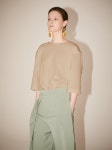 뮤제(MUSEE) [Supima Silk Cotton] LMIER Shoulder Padded Silk Jersey Top_Beige - 72,000 | 무신사 스토어