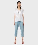 언티지(UNTAGE) 린넨 와이드 유넥 기본 티셔츠[White(WOMAN)]_UTT-ST15 - 35,000 | 무신사 스토어