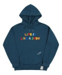 그레이버(GRAVER) [UNISEX]레인보우 라이프 스마일로고 화이트클립 후드티_블루그린 - 54,600 | 무신사 스토어