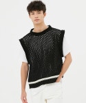 문선(MOONSUN) UNISEX Honeycomb knit Vest [Black] - 사이즈 & 후기 | 무신사