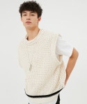 문선(MOONSUN) UNISEX Honeycomb knit Vest [Cream] - 109,000 | 무신사 스토어